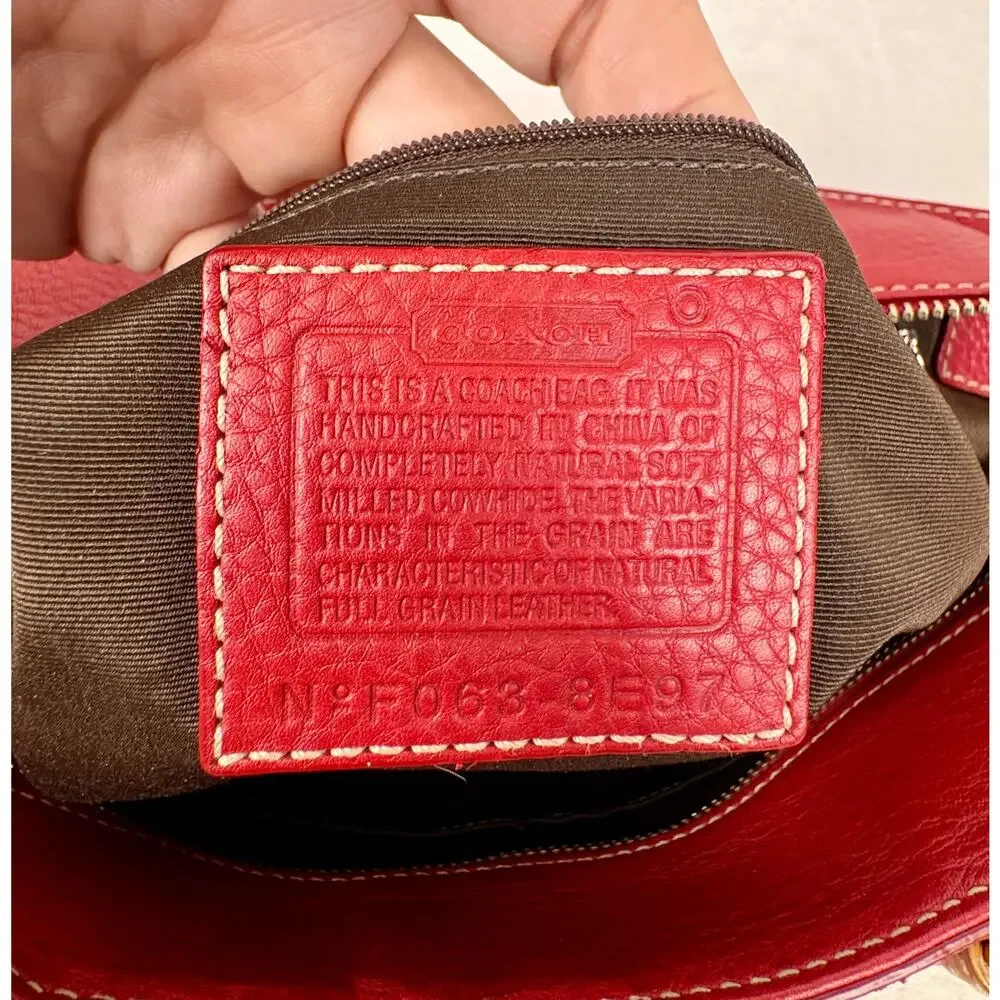Coach Y2K Chelsea Red Pebbled Leather Shoulder Tote